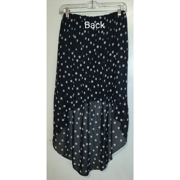 Charlotte Russe Polka Dot Skirt Sz S High Low Mini To Maxi Sheer Black NWT Lined - Picture 4 of 13